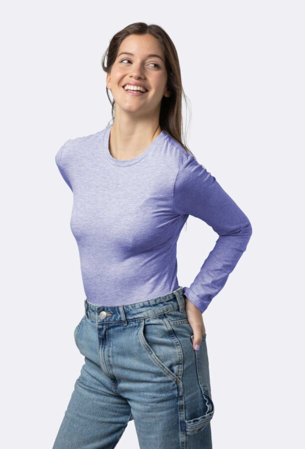 Womens Basic Round Long Sleeves Undershirt - Image 3